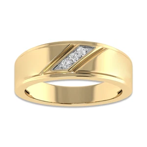 Three Stone Wedding Mens Band 0.10CTW Lab Grown Diamond Engagement Ring 10K Gold - Picture 1 of 7