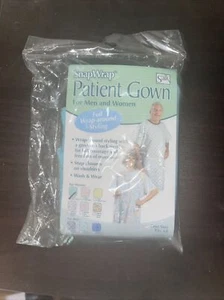 SnapWrap Patient Gown Blue Plisse Short Sleeves Wrap Around Snap Closures NIP - Picture 1 of 3