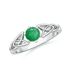 Solitaire Round Emerald Celtic Knot Ring 925 Silver ring Size 4 To 10 JTV-671