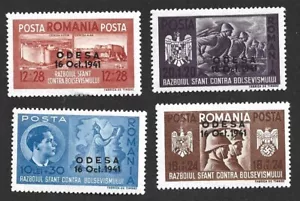 (BL) ROMANIA WW2 GERMAN PUPPET STATE 1941 Scott B175-8 LEGION ODESSA OVPT MNH - Picture 1 of 2