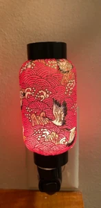 Pink Cranes Oriental Japanese Fabric Night Light Wall plug-in Home Decor Gifts!! - Picture 1 of 4