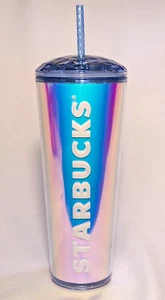 NEW Starbucks 24 oz iridescent holographic unicorn oil dome lid venti Tumbler 23 - Picture 1 of 6