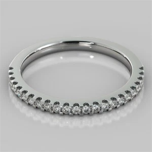 0.50 Ct Round Cut Natural Diamond Eternity Wedding Band 14K Solid White Gold - Picture 1 of 4