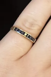 Ring 0,75 kt natürlicher blauer Saphir Jubiläumsring 14 K Gelbgold Größe 7 - Bild 1 von 11