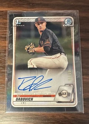 2020 Bowman Chrome 1st RJ Dabovich Black Refractor Auto 44/75 Giants ROOKIE RC - Image 1 of 2