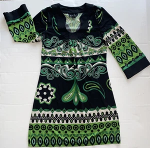 International Concept Women’s Dress Retro Black & Green Size Petite Small - Picture 1 of 7