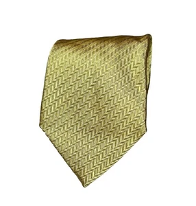 Vtg Turnbull & Asser Neck Repp Tie Gold Herringbone Stripe Silk Made In England - Picture 1 of 14