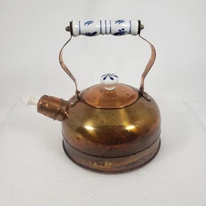 Vintage Kitchen Home Kettle One Size Rustic Copper Tea Kettle w/ Spout Plug - Picture 1 of 18