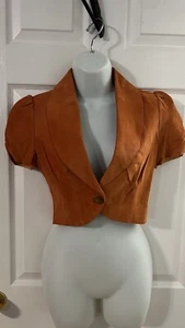 NWT Marciano Orange Suede Sexy Blazer Top Sz S - Picture 1 of 13