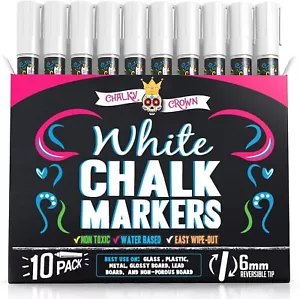 CHALKY CROWN Liquid Chalk Marker Pen - White Dry Erase Marker - Chalk Markers... - Picture 1 of 5