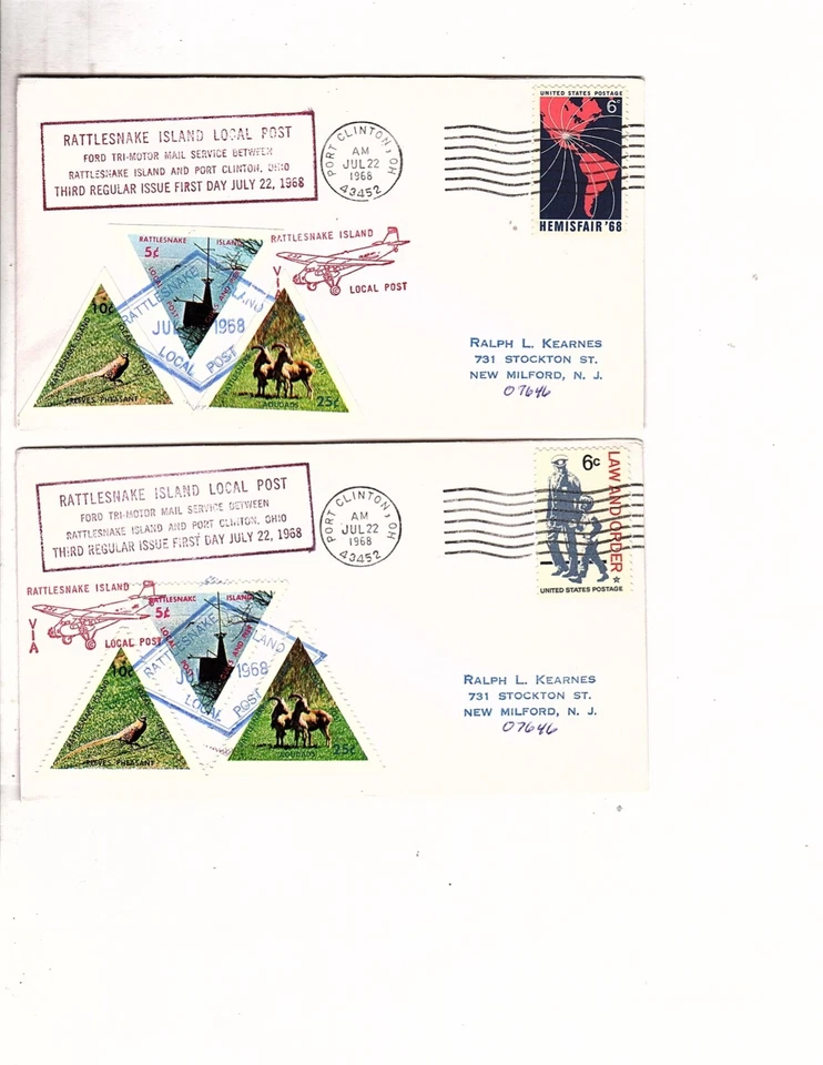 1968 Rattlesnake Island Local Post letter  5-10-25 stamp perf/imperforate  (e530 - Image 1 of 3