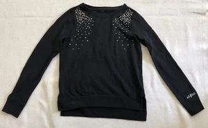 Abercrombie Kids Black Sweatshirt Style Top, Beaded Detail At Shoulders Sz M EUC - Picture 1 of 8
