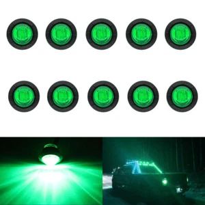 10x Mini Green Clearance Light Truck Trailer Round LED 12V Side Marker Light - Picture 1 of 7