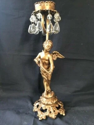 Antique samac candle stand angel with music instrument - Image 1 of 4
