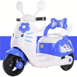 Hello Kitty Unisex Electric Ride on Car Scooter Bike lights/Music 2-9Yrs - Blue - Picture 1 of 8