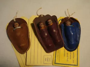 Vintage 50's-3 Saranac Lake Native American Porcelain & Leather Doll Papoose - Picture 1 of 4