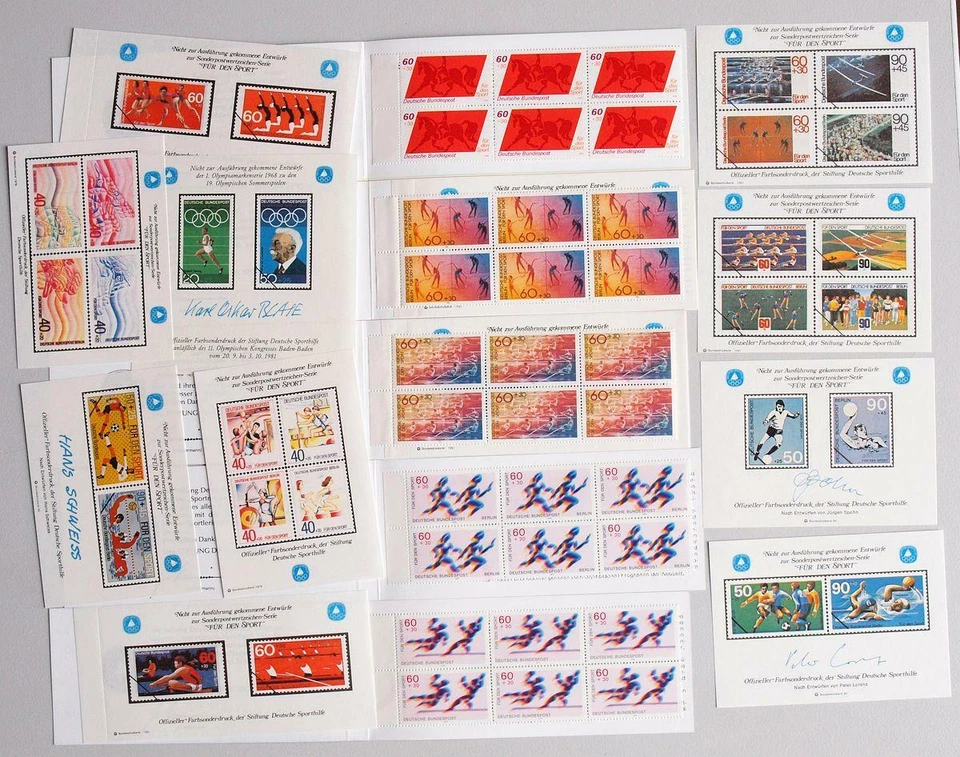 GERMANY 1979-80 OLYMPICS, XF Cpl. MNH** Booklets + Design Proof Sheets, Sport - Image 1 of 1