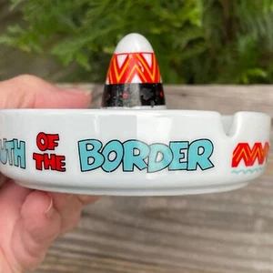 4" Sombrero South of the Border Weiß Glas Aschenbecher Souvenir South Carolina - Bild 1 von 4