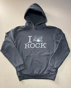 Basketcase Gallery "I Rock" Hoodie Size XL Jacket Faded Black Y2K Heavyweight - Picture 1 of 11