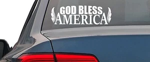 God Bless America Vinyl Decal Sticker White For Vehicle Car Window 4" x 10.5" - Picture 1 of 2