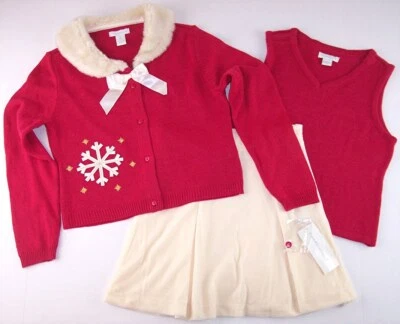NWT Charter Club Girl's 3 Pc Snowflake Holiday Cardigan Skirt Set, 6X, $42 - Image 1 of 4