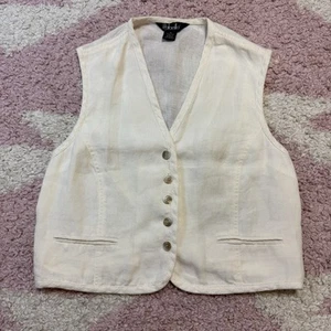 Vintage Rafaella Linen Vest 90’s Classic Sleeveless Women's Size 10 Cottage Core - Picture 1 of 8