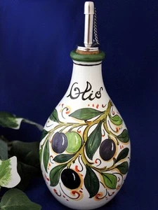 Botella de aceite de oliva blanco de aceitunas toscanas cerámica italiana Toscana Italia 13 oz - Imagen 1 de 4