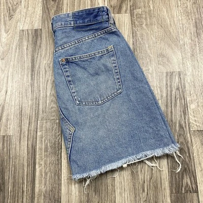 Falda lápiz vaquera azul dobladillo crudo bolsillos tiro alto H&M talla 4 Foto 1 de 4