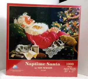 NAPTIME WEIHNACHTSMANN MIT HUNDEN UND KATZEN 1000-TEILIGES PUZZLE VON TOM NEWSOM NEU - Bild 1 von 1