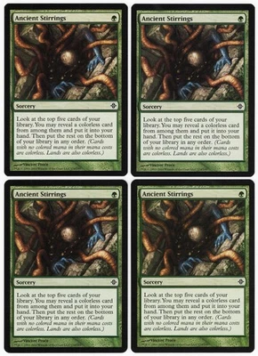Ancient Stirrings x4 4x 2010 Rise of the Eldrazi PLAYSET Green Sorcery MTG NM A1 - Image 1 of 2