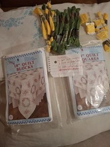 Jack Dempsey Needle Art #732 Opened Interlocking Floral Ribbon 18" Quilt Blocks - Picture 1 of 4