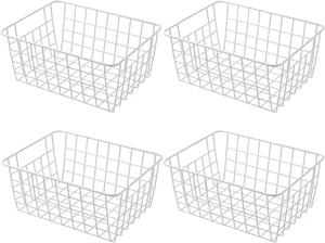11" Upright Freezer Storage Baskets, White Wire Storage Bins Small Bakset for Fr - Picture 1 of 12