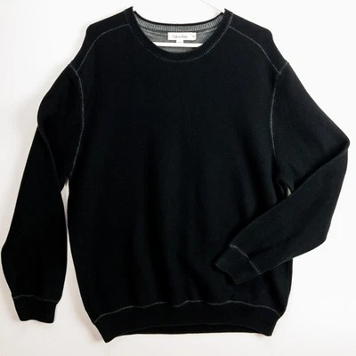Pima Cotton Tightknit Crewneck Sweater Men’s 2XL Black Minimalist | Calvin Klein - Image 1 of 4