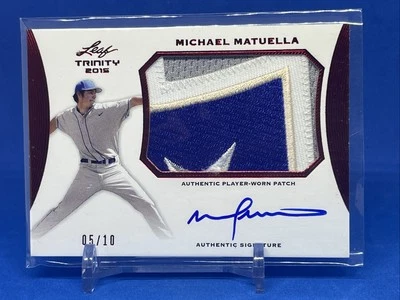 2015 Leaf Trinity Michael Matuella Red Autograph Patch PA-MM2 Rangers 5/10 - Image 1 of 3