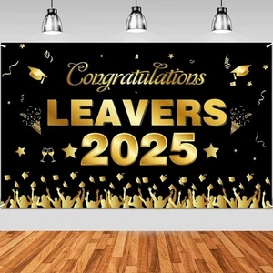 Congratulations Leavers 2025 Backdrop Banner, 2025 Graduation Class of 2025 Dec - Picture 1 of 7