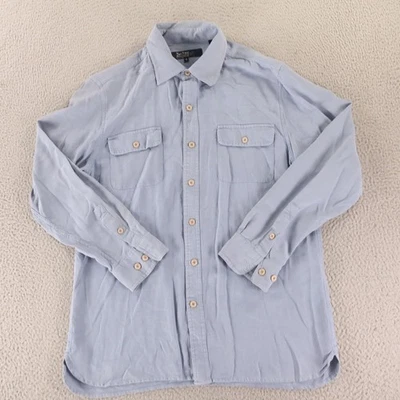 Camisa Nat Nast Para Hombres M Azul Seda Algodón Manga Larga Tejido Gofre Abotonada Foto 1 de 4