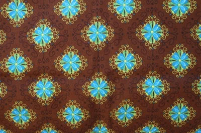 29" Floral Scroll Diamond Bella Roo 2009 Design  OOP Cotton Fabric - Image 1 of 4