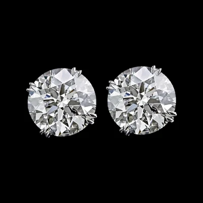 18K White Gold Studs Round Diamond Womens Earring 4.00 Carat IGI GIA Lab Created - Image 1 of 4