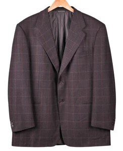 Pal Zileri Brown Windowpane Check FLANNEL 120s Wool Sport Coat Jacket Blazer 46R - Picture 1 of 8