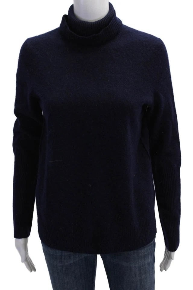 Aqua Unisex Dark Blue 100% Cashmere Turtleneck Pullover Size M - Image 1 of 4