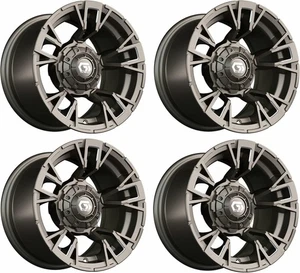 Set of 4 GTW Vandal 12x7 Bronze Aluminum Golf Cart Wheel | 3:4 Offset | 4x4 - Picture 1 of 8