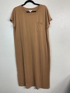 J. Jill Midi Dress size Large Brown Short Sleeve Minimalist Capsule staple - Picture 1 of 15