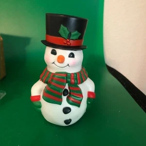 Vintage Avon Kunststoff Schneemann mit Zylinder Salz & Pfefferstreuer in OVP - Bild 1 von 5