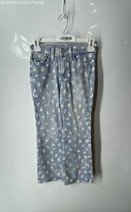 Old Navy Kids Blue Floral High Rise Stretch Denim Flared Jeans Pants Size 8 - Picture 1 of 5