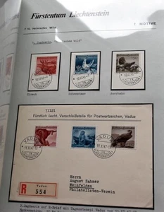 LIECHTENSTEIN Buena colección en su mayoría recibos con correo aéreo temprano pinturas caza deporte - Imagen 1 de 24