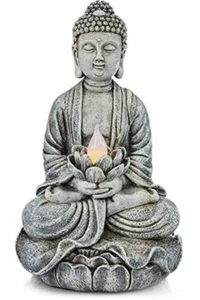 Statue lumière de jardin extérieur de Bouddha à énergie solaire DEL méditation zen bouddhiste - Photo 1/6