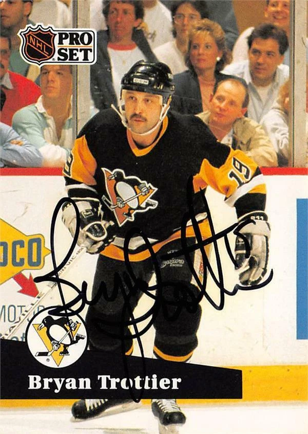 Bryan Trottier autographed hockey card (Pittsburgh Penguins) 1991 Pro Set #192 - Image 1 of 1
