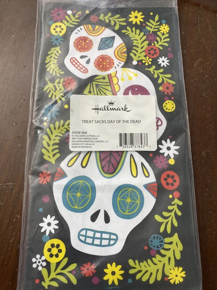 День мертвых лакомство сумки вечеринки пользу упаковка из 15 бумажных пакетов Hallmark черепа - Изображение 1 из 1