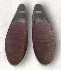 Johnston & Murphy Leather Penelope Loafer Ladies Size 7.5M Wine Snake Skin Patte - Picture 1 of 7