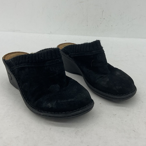 UGG Sandali slip on slip on slip on da donna in pelle nera sherpa foderati taglia 11